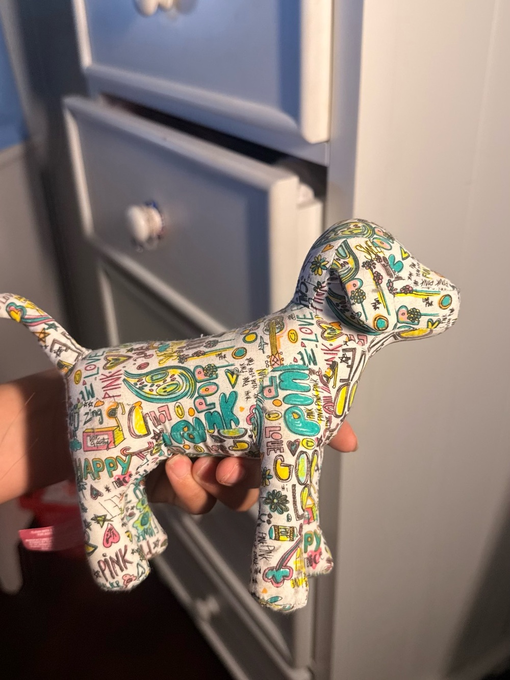 Y2K Victoria's Secret PINK Graffiti Sketch Plush Dog